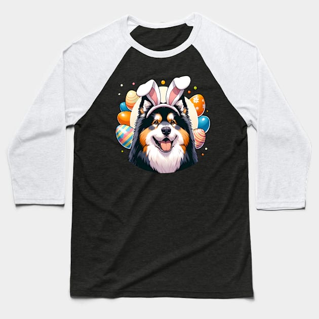 Lapponian Herder Enjoys Easter with Bunny Ears Baseball T-Shirt by ArtRUs